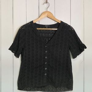 Madewell | Eyelet Village Ruffle-Sleeve Shirt | Size XXS